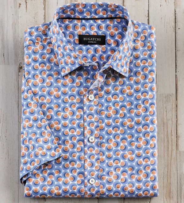 Bugatchi Circle Print Short Sleeve Shirt- Short Sleeve Sport Shirts