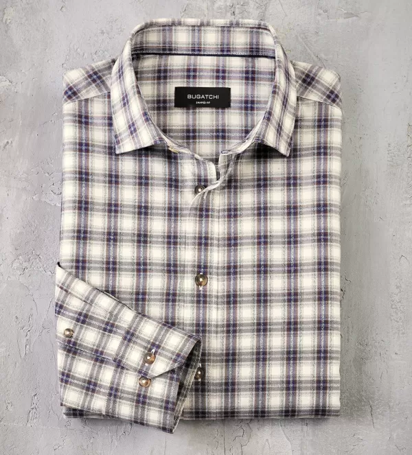 Bugatchi Plaid Shirt- Long Sleeve Sport Shirts