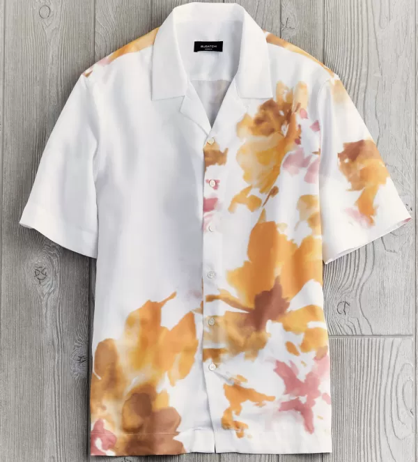 Bugatchi Splash Floral Camp Shirt- Short Sleeve Sport Shirts