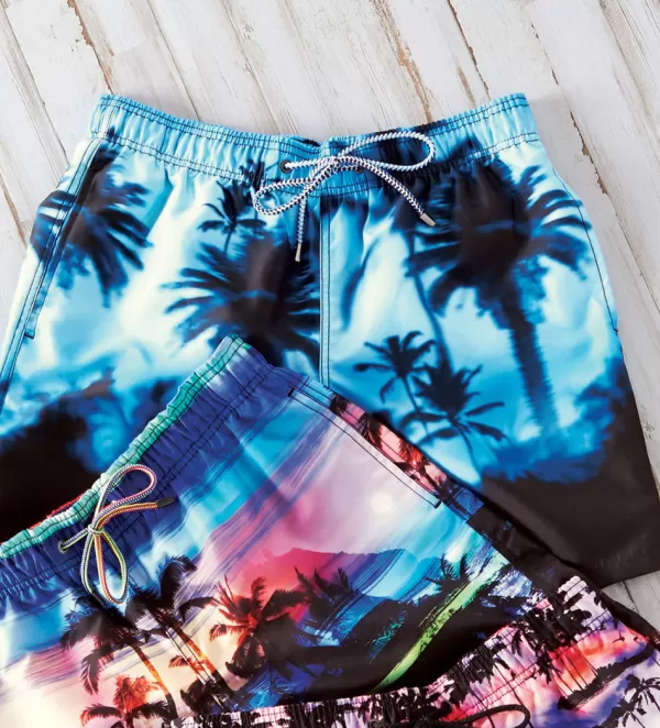 Bugatchi Stormy Palm Swim Trunks- Swimwear