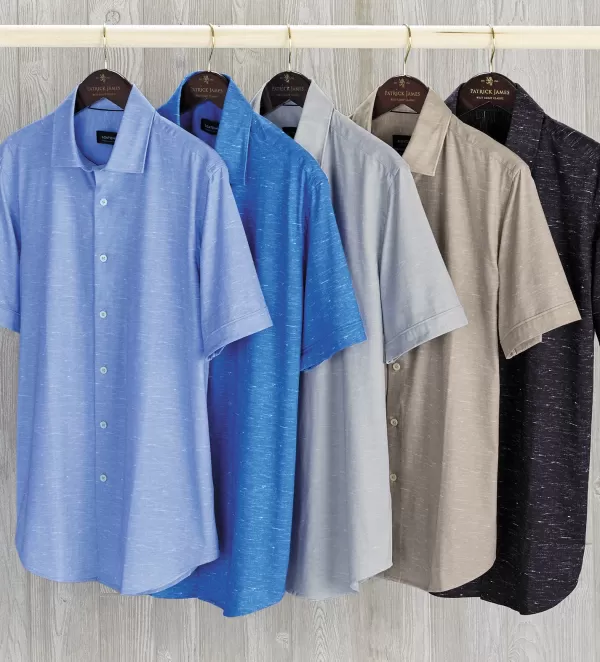 Bugatchi Striated Solid Knit Shirt- Short Sleeve Sport Shirts