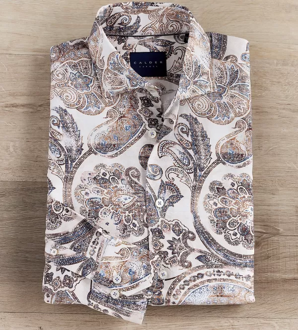 Calder Carmel Paisley Long Sleeve Shirt- Long Sleeve Sport Shirts