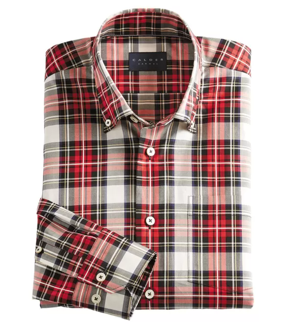 Calder Carmel Tartan Plaid Long Sleeve Sport Shirt- Long Sleeve Sport Shirts