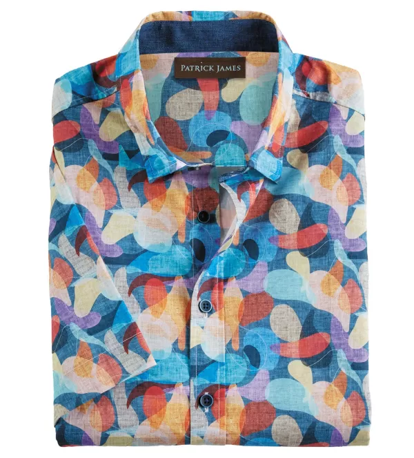 Patrick James Abstract Print Shirt- Short Sleeve Sport Shirts