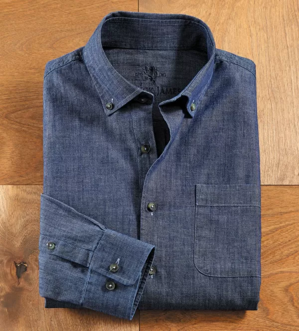 Patrick James Chambray Long Sleeve Shirt- Long Sleeve Sport Shirts