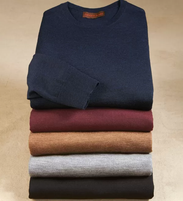 Patrick James Long Sleeve Merino Crew- Pullovers & Layers