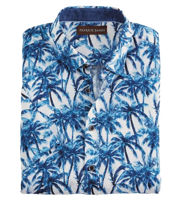 Patrick James Palm Print Shirt- Short Sleeve Sport Shirts