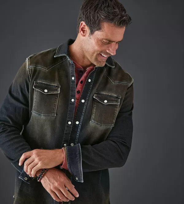 Patrick James Roper Denim Shirt- Long Sleeve Sport Shirts