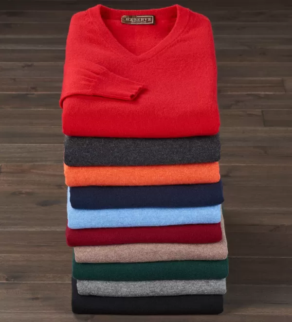 Reserve Cashmere V-Neck Sweater- Pullovers & Layers