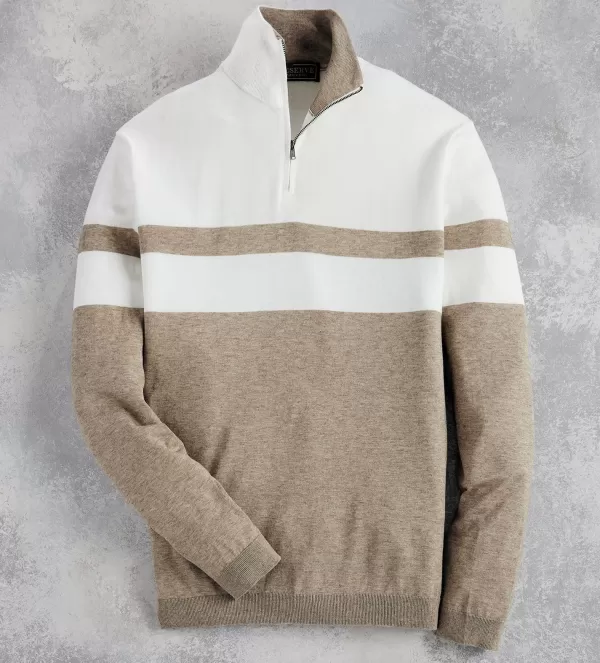 Reserve Quarter-Zip Stripe Sweater- Pullovers & Layers