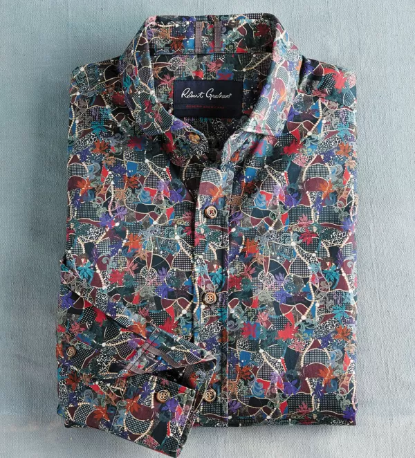 Robert Graham Ashborne Long Sleeve Sport Shirt- Long Sleeve Sport Shirts