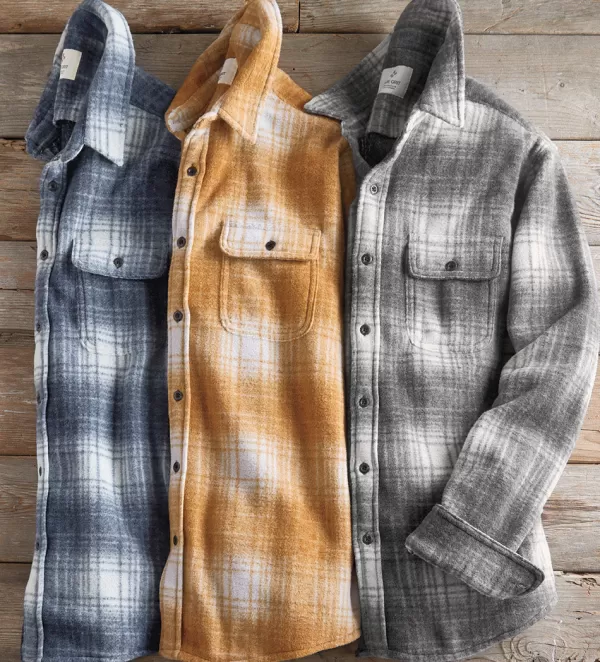 True Grit Lumber Plaid Sweater-Knit Shirt- Long Sleeve Sport Shirts