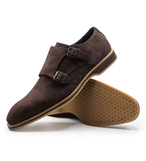 Zelli Leggera Sueded Goatskin Double Monk Strap Shoe- Casual Shoes