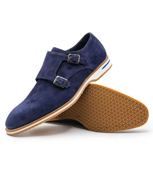 Zelli Leggera Sueded Goatskin Double Monk Strap Shoe- Casual Shoes